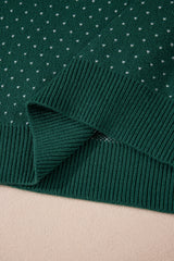 Green Christmas Snowflake Pattern Drop Shoulder Plus Size Sweater Plus Size Sweaters & Cardigans JT's Designer Fashion