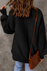 Black Solid Color Puffy Sleeve Pocketed Sweater Sweaters & Cardigans JT's Designer Fashion