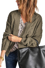 Olive Chunky Wide Long Sleeve Knit Cardigan Sweaters & Cardigans JT's Designer Fashion