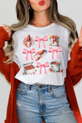 White Crawfish Boil Bow Graphic Crewneck Tee Graphic Tees JT's Designer Fashion