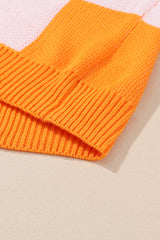 Orange Checkered Bishop Sleeve Sweater Sweaters & Cardigans JT's Designer Fashion
