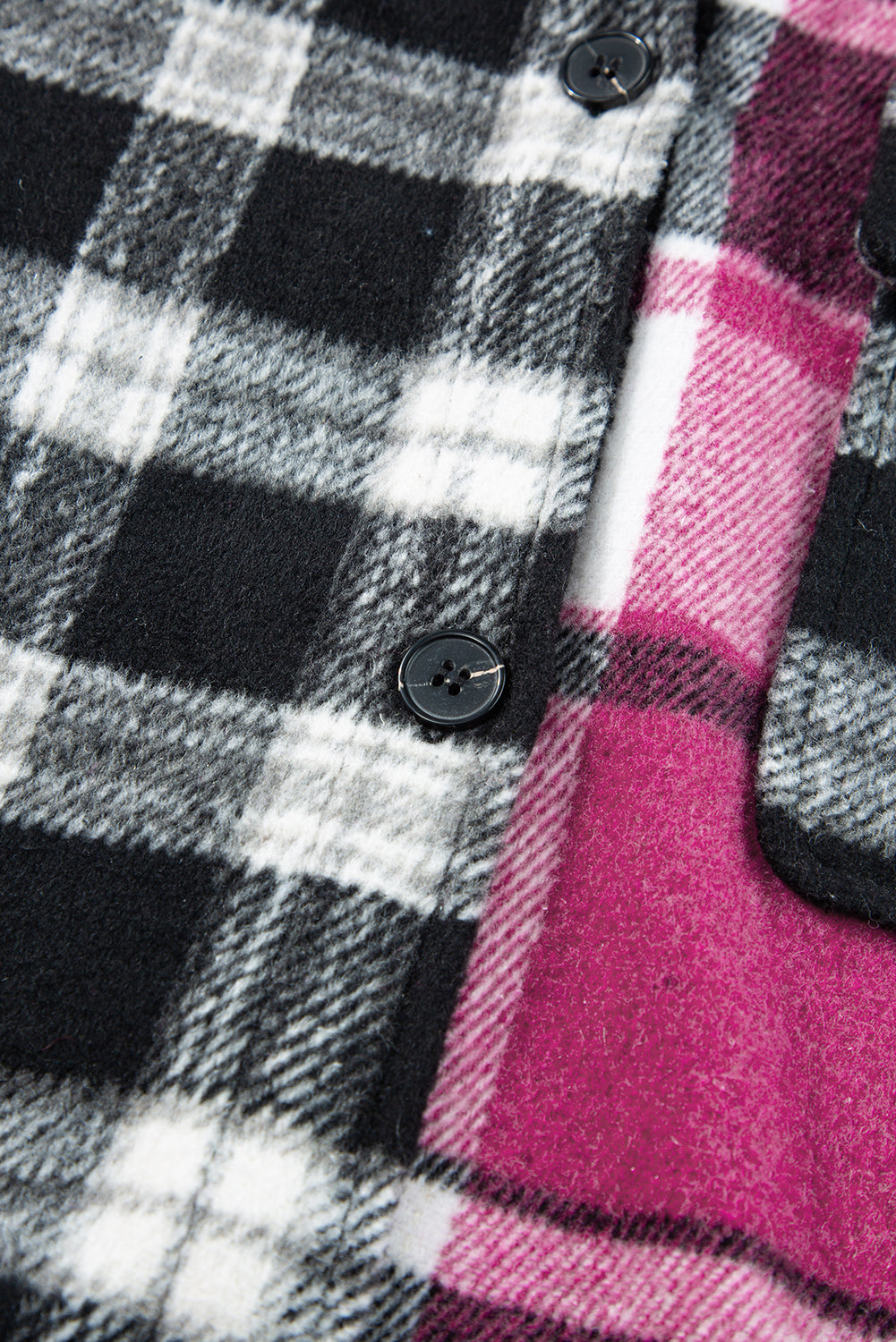 Black Plaid Colorblock Loose Shacket Plaid Shackets JT's Designer Fashion