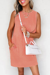 Flamingo Mineral Wash Tank Mini Dress with Pockets Dresses JT's Designer Fashion