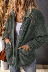 Gray Corduroy Trim Elbow Patch Sherpa Jacket Jackets JT's Designer Fashion