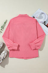 Bonbon Corduroy Flap Detail Button Up Split Shacket Jackets JT's Designer Fashion