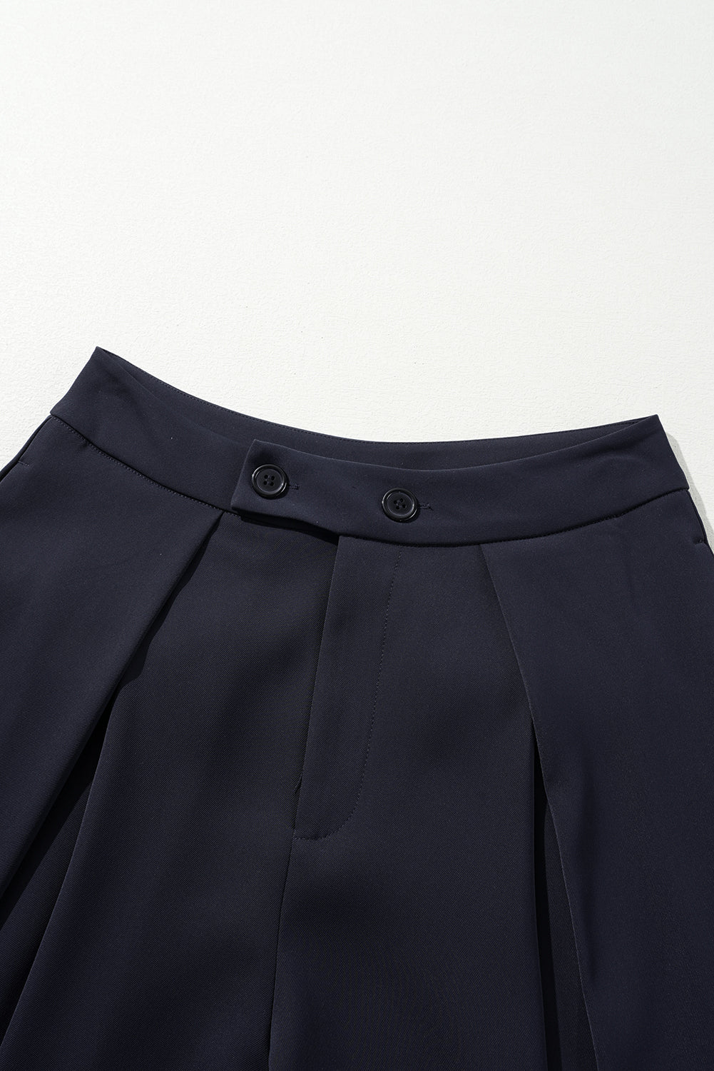 Dirty blue Dual Buttoned High Waist Pleated Wide Leg Pants Pants & Culotte JT's Designer Fashion
