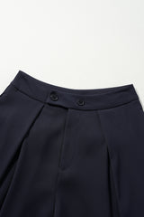 Dirty blue Dual Buttoned High Waist Pleated Wide Leg Pants Pants & Culotte JT's Designer Fashion