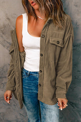 Turn Down Collar Buttoned Shirt Jacket Jackets JT's Designer Fashion