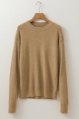 Straw Yellow Brushed Knit Casual Fitted Sweater Sweaters JT's Designer Fashion