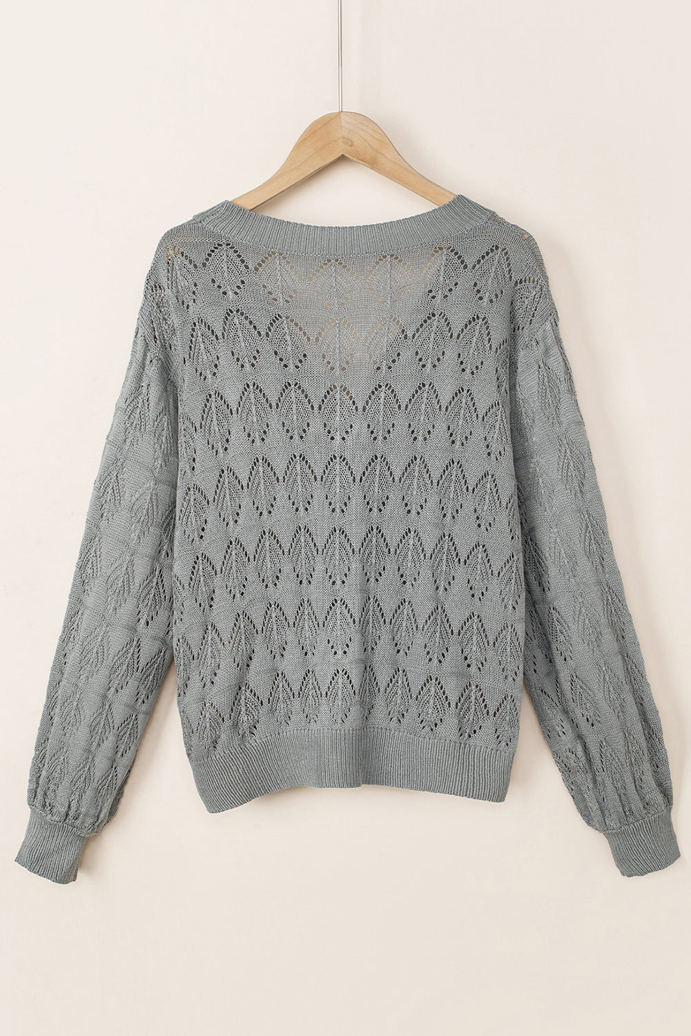 Gray Lightweight Buttoned Front Crochet Cardigan Cardigans JT's Designer Fashion