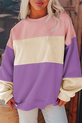 Meadow Mauve Colorblock Patchwork Drop Shoulder Sweatshirt Sweatshirts & Hoodies JT's Designer Fashion
