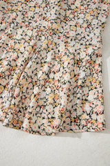 Khaki Boho Floral Printed Tie Waist Flared Sundress Floral Dresses JT's Designer Fashion