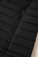 Black Solid Color Quilted Zip-up Puffer Jacket Jackets JT's Designer Fashion