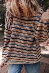 Multicolour Striped Knitted Drop Shoulder Round Neck Sweater Sweaters JT's Designer Fashion