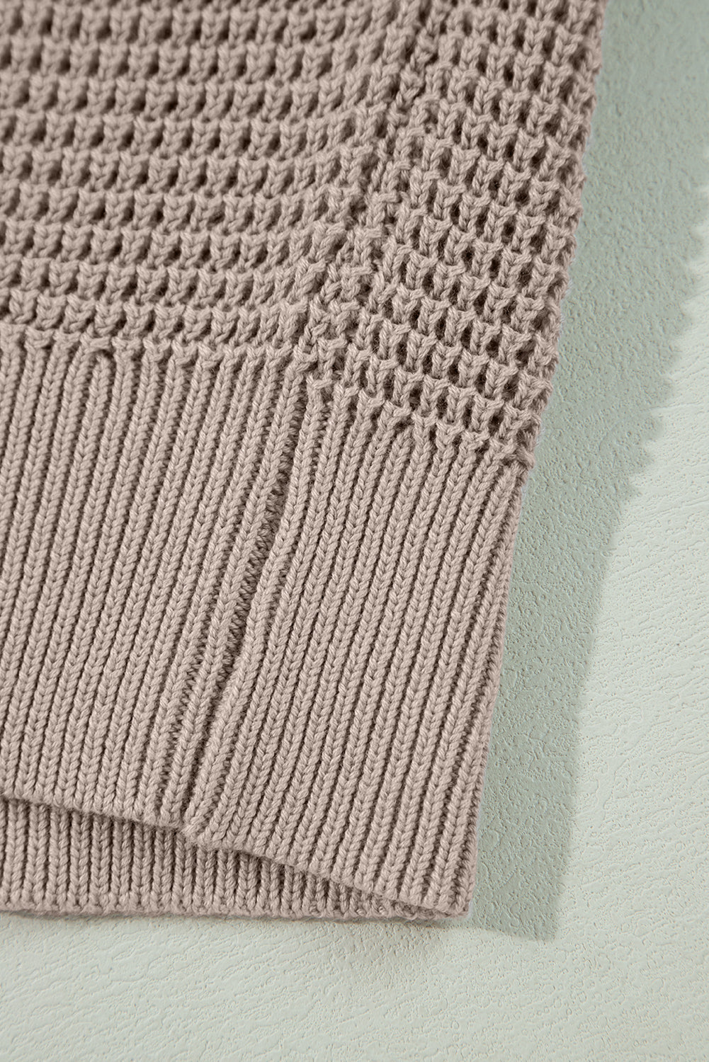 Smoke Gray Striped Plaid Patchwork Waffle Knit Turtleneck Sweater Sweaters JT's Designer Fashion