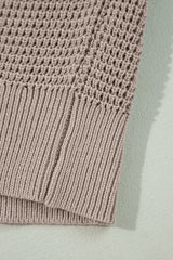 Smoke Gray Striped Plaid Patchwork Waffle Knit Turtleneck Sweater Sweaters JT's Designer Fashion