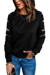 Leopard Insert Black Sweatshirt Sweatshirts & Hoodies JT's Designer Fashion