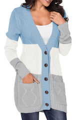 Blue Front Pocket and Buttons Closure Cardigan Sweaters & Cardigans JT's Designer Fashion