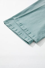 Smoke Green Mineral Wash Drawstring High Waist Wide Leg Jeans Jeans JT's Designer Fashion