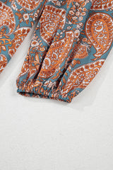 Orange Paisley Print Loose Fit Drawstring High Waist Mini Dress Mini Dresses JT's Designer Fashion