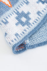Blue Aztec Print Open Front Knitted Cardigan Sweaters & Cardigans JT's Designer Fashion