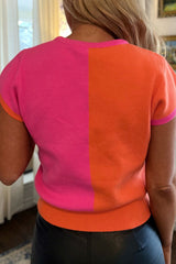 Flamingo 2-tone Color Block Knit Cap Sleeve Top Sweaters & Cardigans JT's Designer Fashion