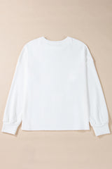 White Bowknot Pattern Drop Shoulder Loose Sweatshirt Sweatshirts & Hoodies JT's Designer Fashion