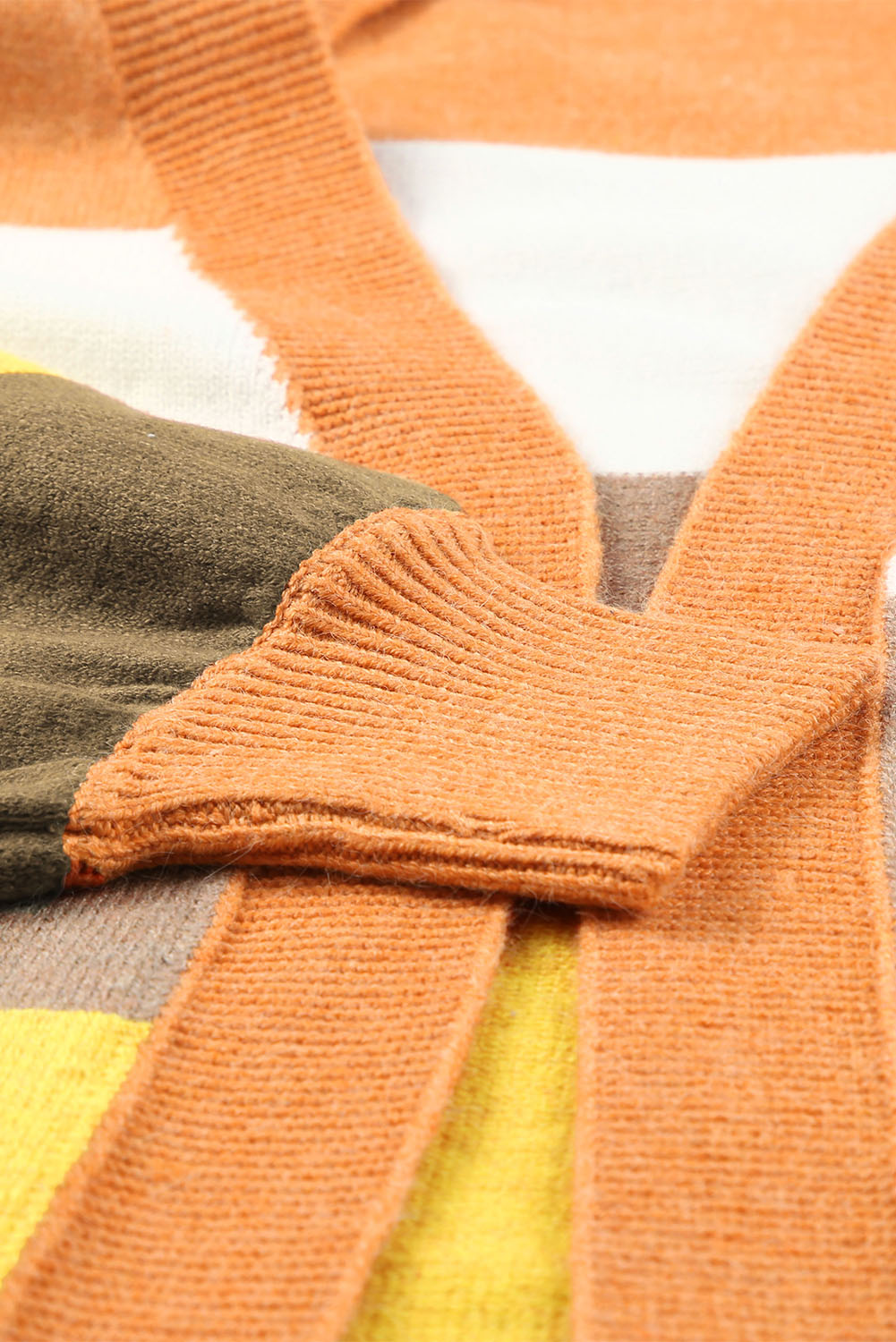 Open Front Pocketed Colorblock Cardigan Sweaters & Cardigans JT's Designer Fashion