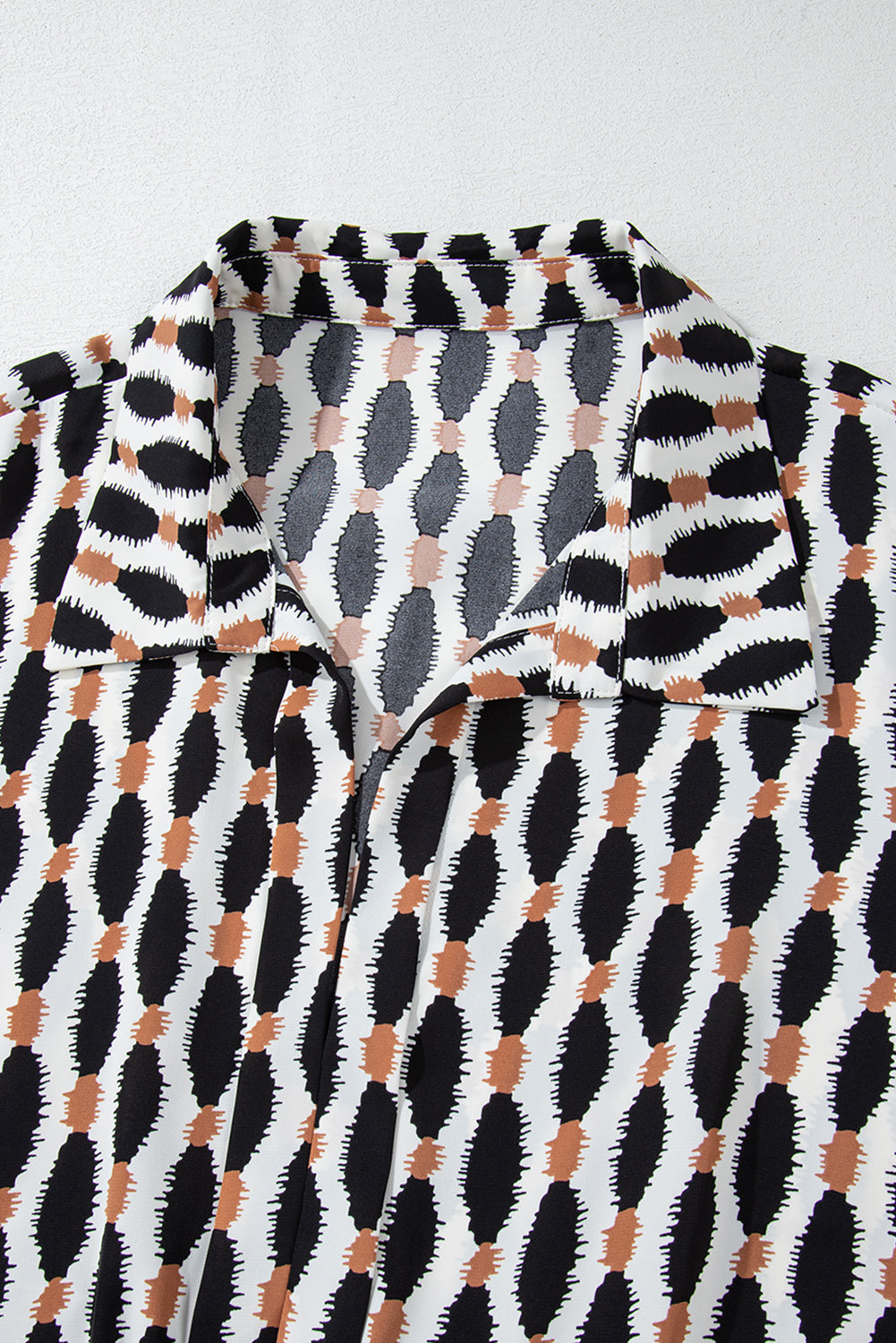 Apricot Geometric Print Collared V Neck Plus Size Mini Dress Plus Size Mini Dresses JT's Designer Fashion