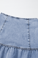 Beau Blue Asymmetric Ruffle Overlay Denim Mini Skirt Skirts & Petticoat JT's Designer Fashion