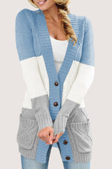 Blue Front Pocket and Buttons Closure Cardigan Sweaters & Cardigans JT's Designer Fashion