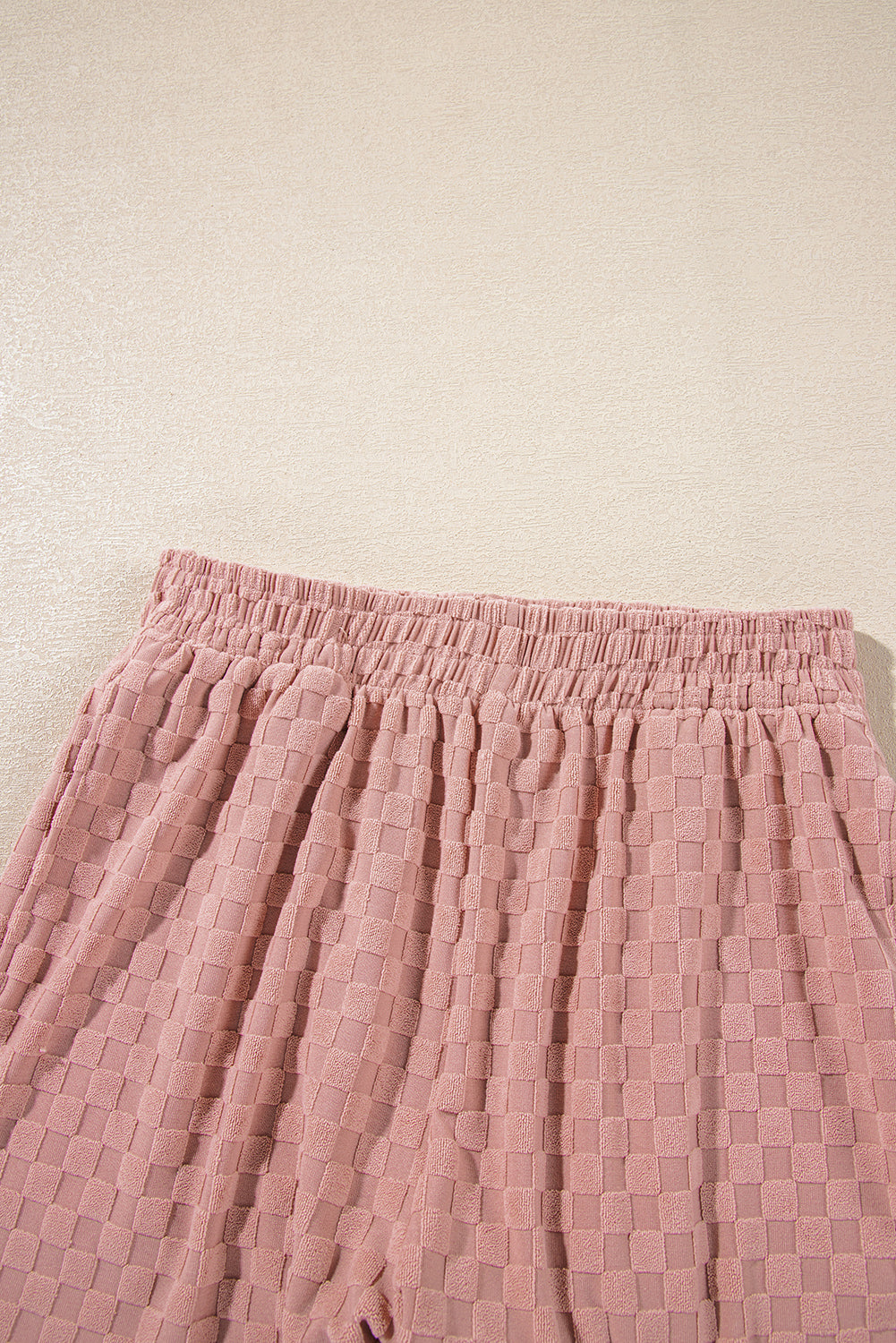 Blossom Checkered Textured Long Sleeve Top and Shorts Set Short Sets JT's Designer Fashion