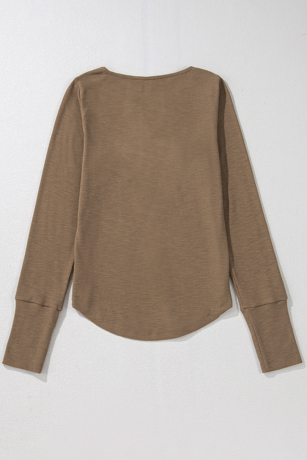 Chestnut Anglaise Broider Ribbed Long Sleeve Top Long Sleeve Tops JT's Designer Fashion