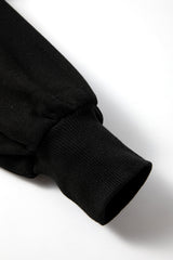 Black Fleece Lined Half Zipper Kangaroo Pockets Loose Hoodie Sweatshirts & Hoodies JT's Designer Fashion
