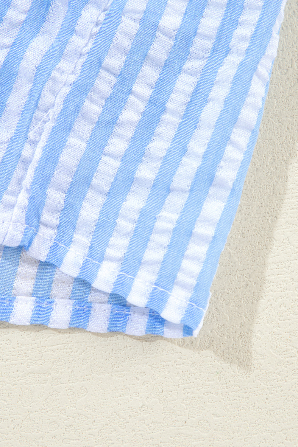 Sky Blue Stripe V Neck Bowknot Crop Tank and Shorts Set Short Sets JT's Designer Fashion