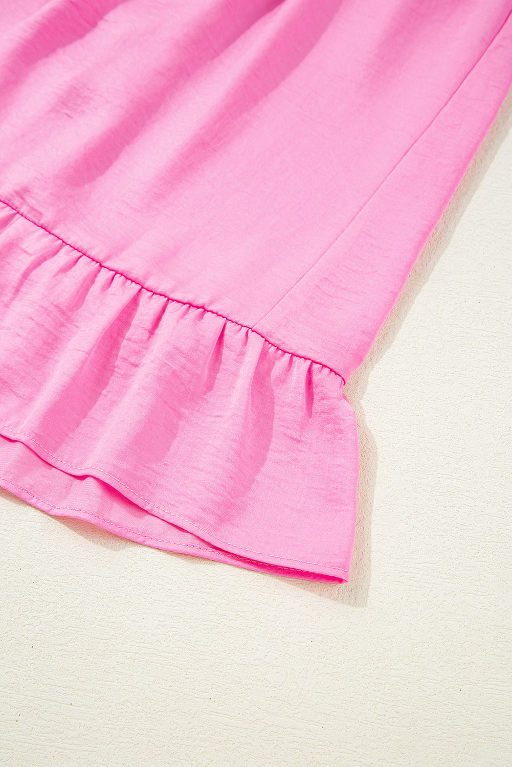 Pink Smocked Neck Knot Back Frilly Tiered Sleeveless Mini Dress Mini Dresses JT's Designer Fashion