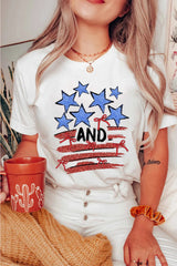 White Stars AND Stripes Bow Graphic T Shirt Graphic Tees JT's Designer Fashion