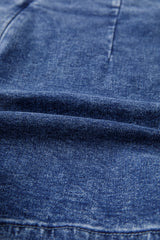 Sail Blue Acid Wash Asymmetric Twisted Wrapped Zipped Denim Skort Denim Shorts JT's Designer Fashion