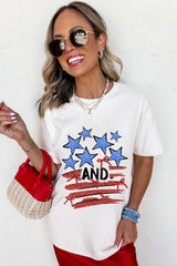 White Stars AND Stripes Bow Graphic T Shirt Graphic Tees JT's Designer Fashion