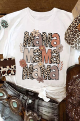 White Floral Leopard MaMa Graphic Mothers Day T Shirt Graphic Tees JT's Designer Fashion