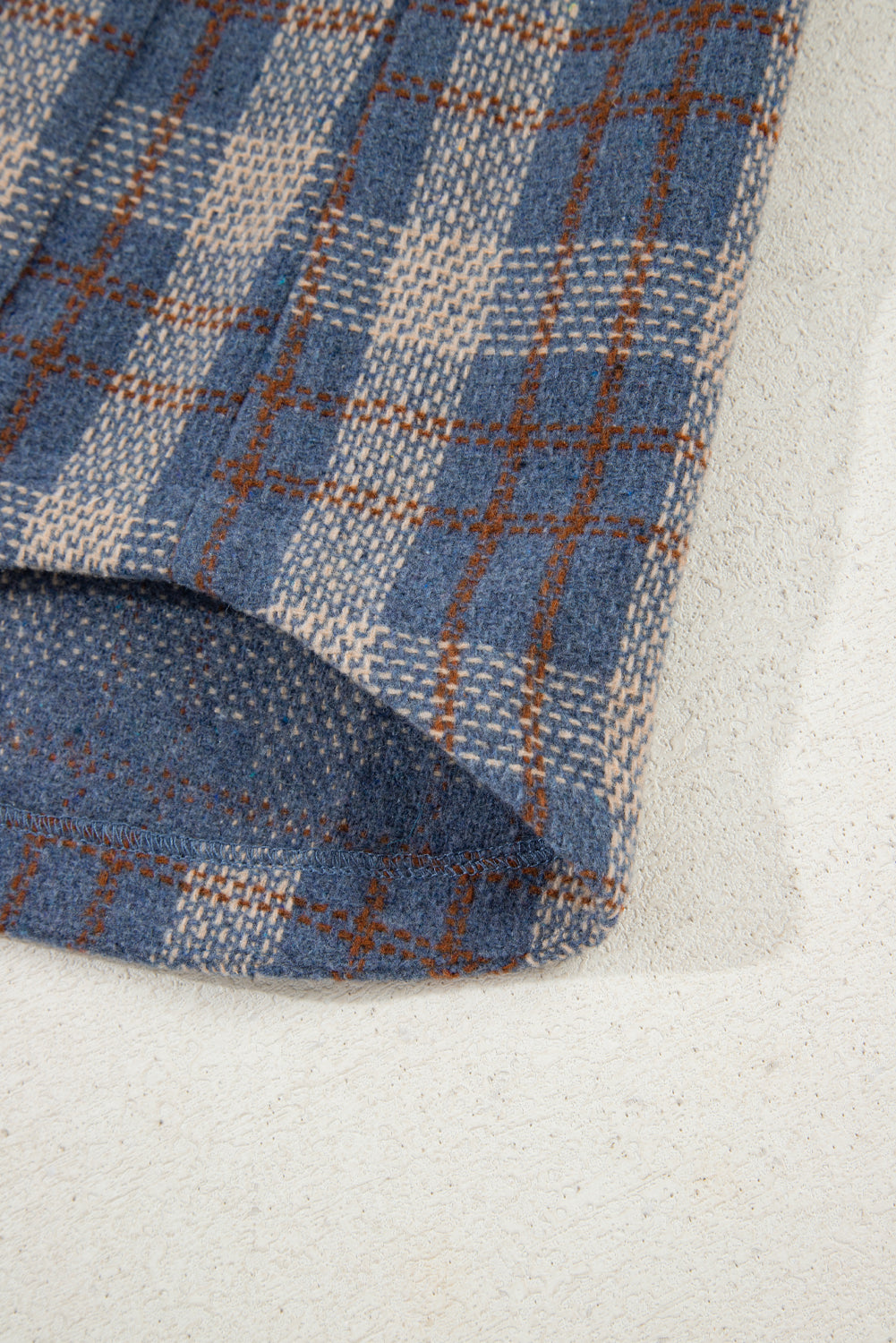 Gray Plaid Corduroy Patchwork Collared Zip Up Snap Button Jacket Plaid Shackets JT's Designer Fashion