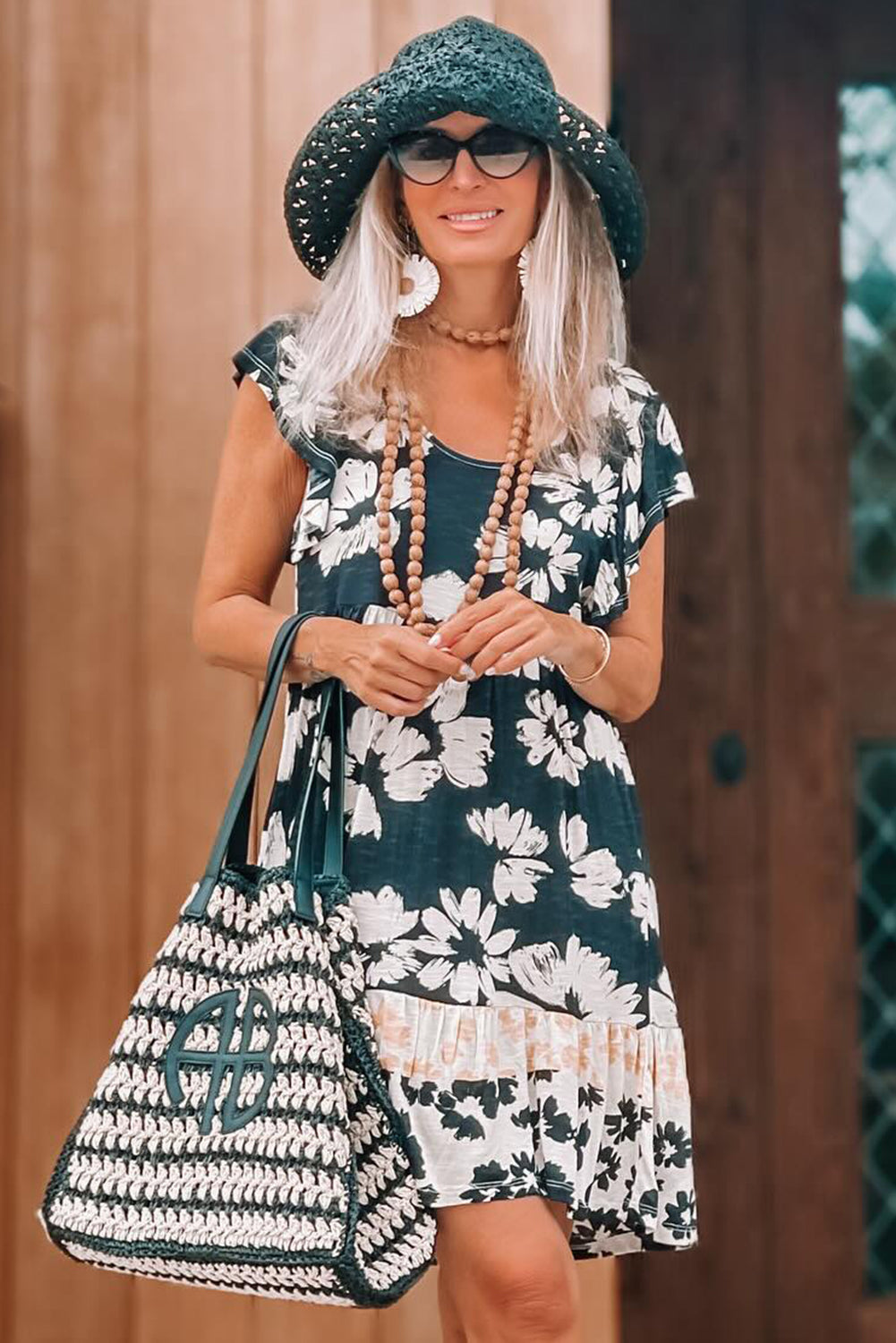 Floral Print Ruffle Sleeve Empire Waist Mini Dress Mini Dresses JT's Designer Fashion