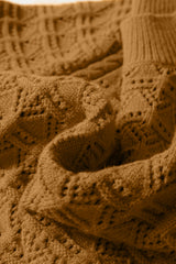 Jurassic Gold Hollow Out Crochet Ribbed Edge Balloon Sleeve Sweater Sweaters JT's Designer Fashion