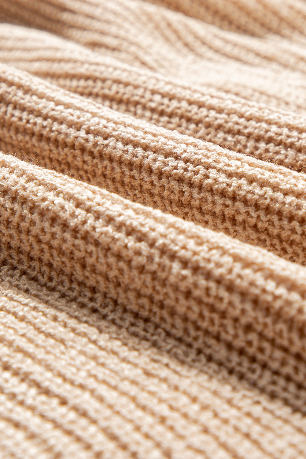 Light French Beige Contrast Striped 3/4 Sleeve Crew Neck Sweater Sweaters JT's Designer Fashion