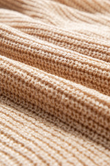 Light French Beige Contrast Striped 3/4 Sleeve Crew Neck Sweater Sweaters JT's Designer Fashion