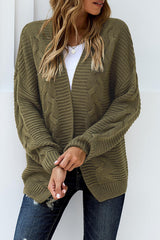 Olive Chunky Wide Long Sleeve Knit Cardigan Sweaters & Cardigans JT's Designer Fashion