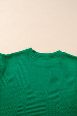 Dark Green Textured Ruffle Split Top and Drawstring Shorts Short Sets JT's Designer Fashion
