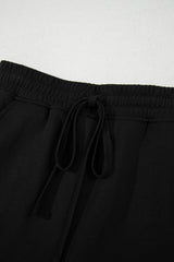Black French Terry Drawstring Mini Skort with Pockets Skirts & Petticoat JT's Designer Fashion