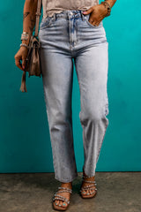 Beau Blue Acid Wash Straight Jeans Jeans JT's Designer Fashion