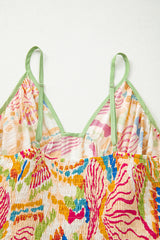 Orange Abstract Print Spaghetti Strap Piping Detail Long Dres Maxi Dresses JT's Designer Fashion